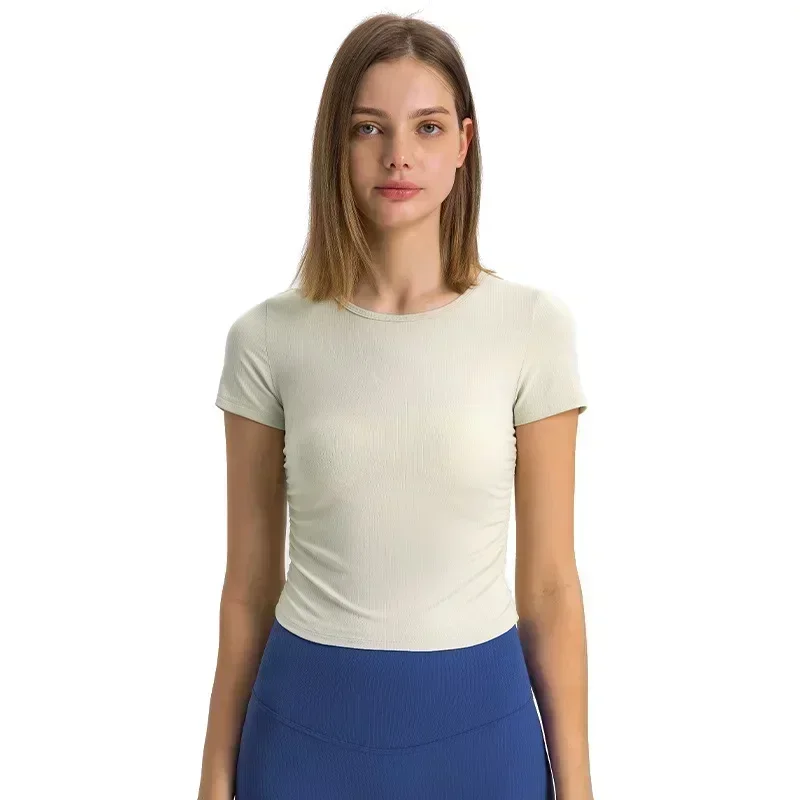 

LuluLogo Women Ribbing Sport Short Sleeve Shirt All it Takes High Elasticity Short T-shirt Quick Drying Running Fitness Yoga Top