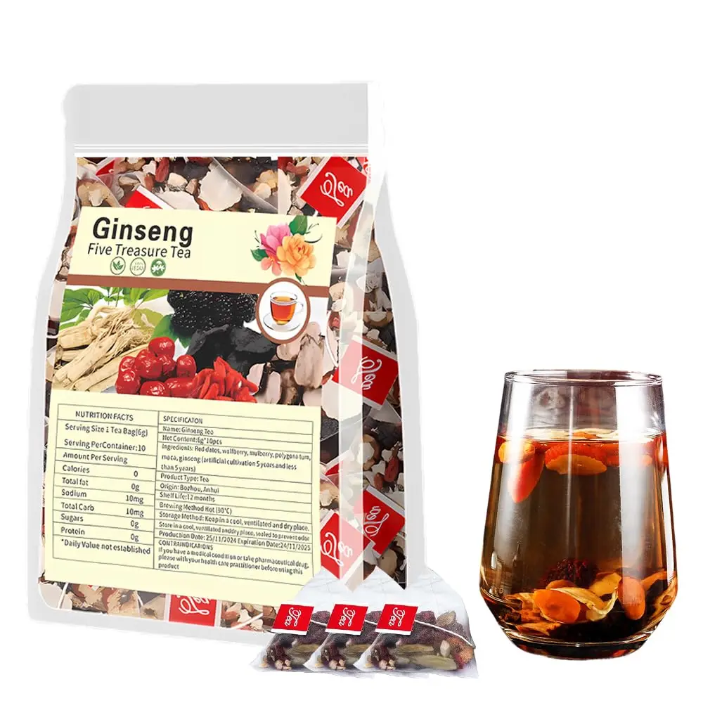 FANDAO Ginseng naturale per tisana di gelso Sei tesori Miscela Pulizia dei reni Borse disintossicanti per uomini Donne Conservazione della salute