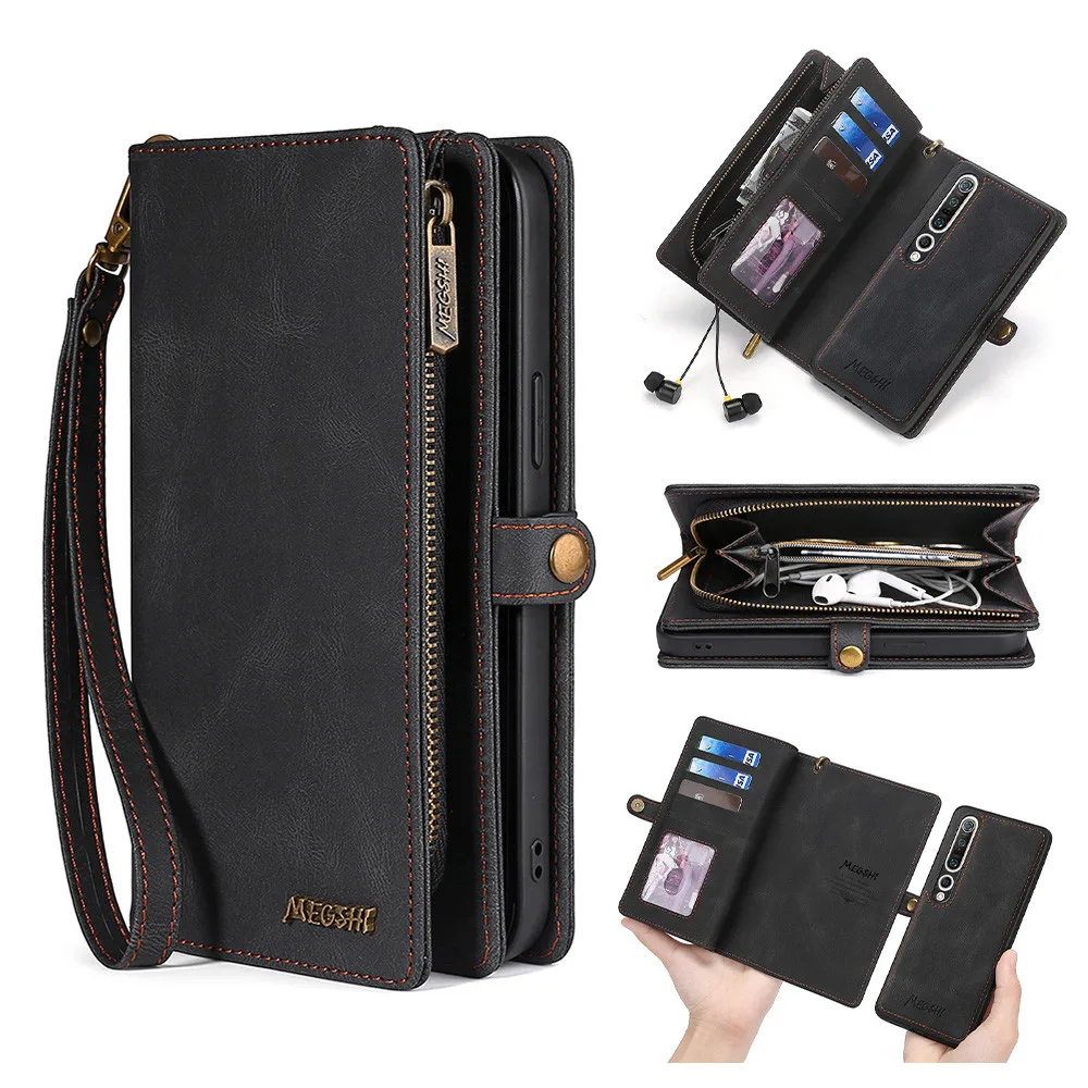 

Zipper Wallet Leather Case For RedMi Note 12 11 10 9 8 Pro Xiaomi Mi 10 11 12 Pro 12 Lite 12T Magnetic Hand Bag Flip Phone Cover