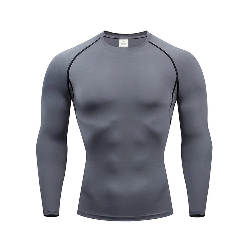 2025 Men Bodybuilding Sport T-shirt Quick Dry Running Shirt Long Sleeve Compression Top Gym T Shirt Men Fitness Tight Rashgard 4