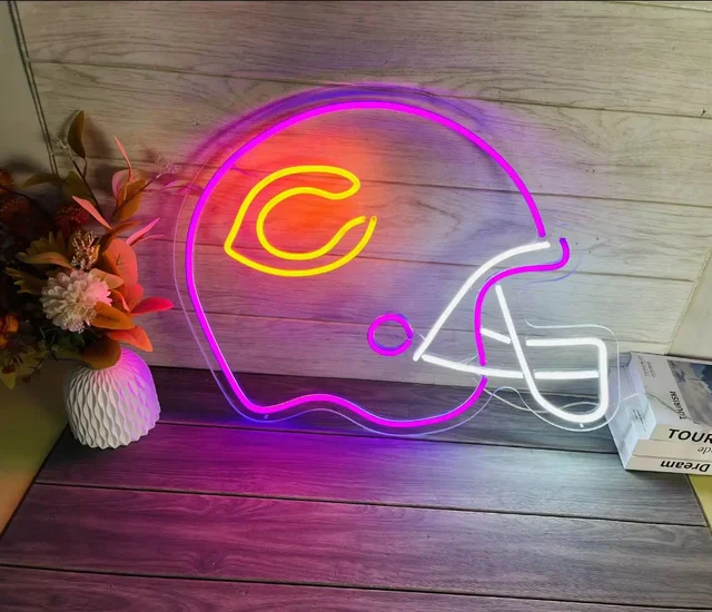 Best Neon Light Beautiful NFL Chicago Bears Helmet Handmade Neon Flex LED Sign For Home Decor