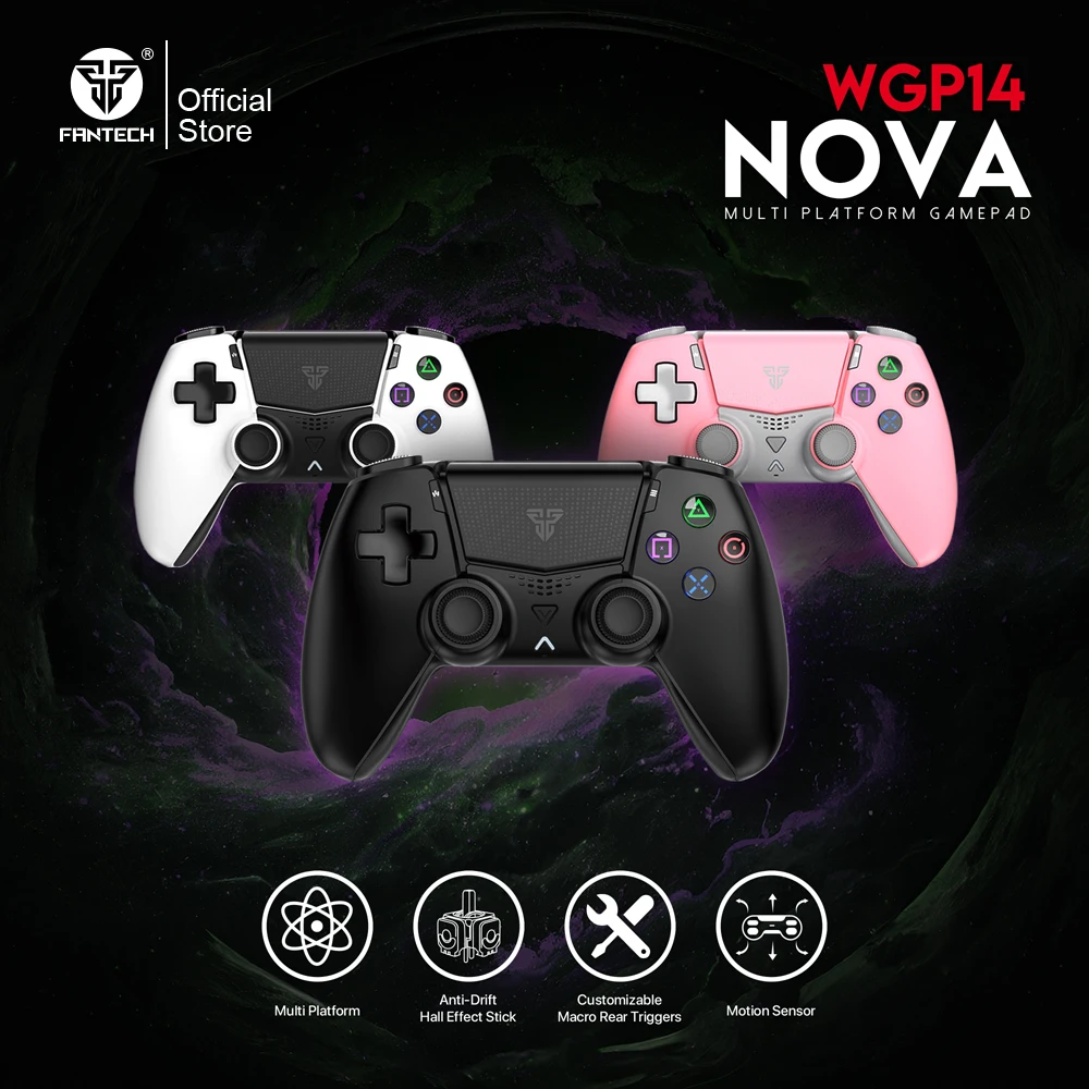 

FANTECH NOVA WGP14 Wireless Gaming Controller Anti-Drift Hall Effect Sticks and Built-in Speaker Wired Controller for PS4 PC
