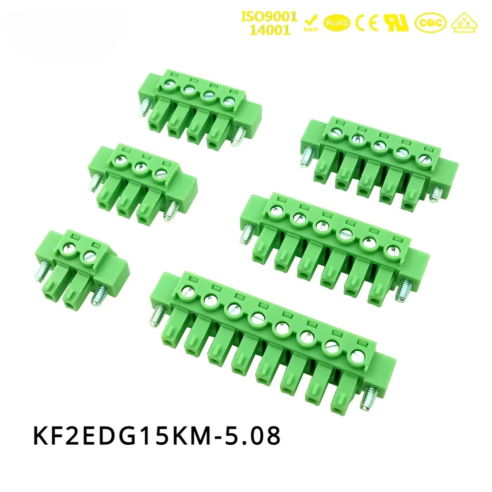 

5Pcs KF2EDG15KM-5.08-2Pin 2/3/4/5/6/8 Pin Plug with Ear Positioning Hole Seat 300V 8A 5.08mm Pitch Pluggable Terminal Block