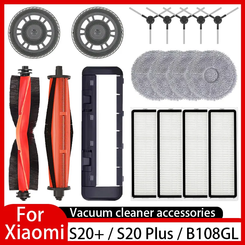 For Xiaomi Robot Vacuum S20+ / B108GL / B108CN B113CN Parts Accessories Main Side Brush Hepa Filter Mop Cloth Replacement