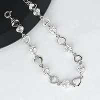 Luxury 925 Silver Heart Zircon Bracelet for Women