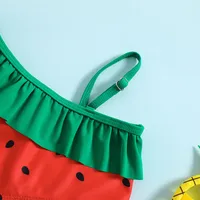 Childrens Beachwear Bikini Set Cute Fruit-Themed Girls Watermelon and Pineapple Swimsuit Kids Halter Top with Matching Bottoms 4