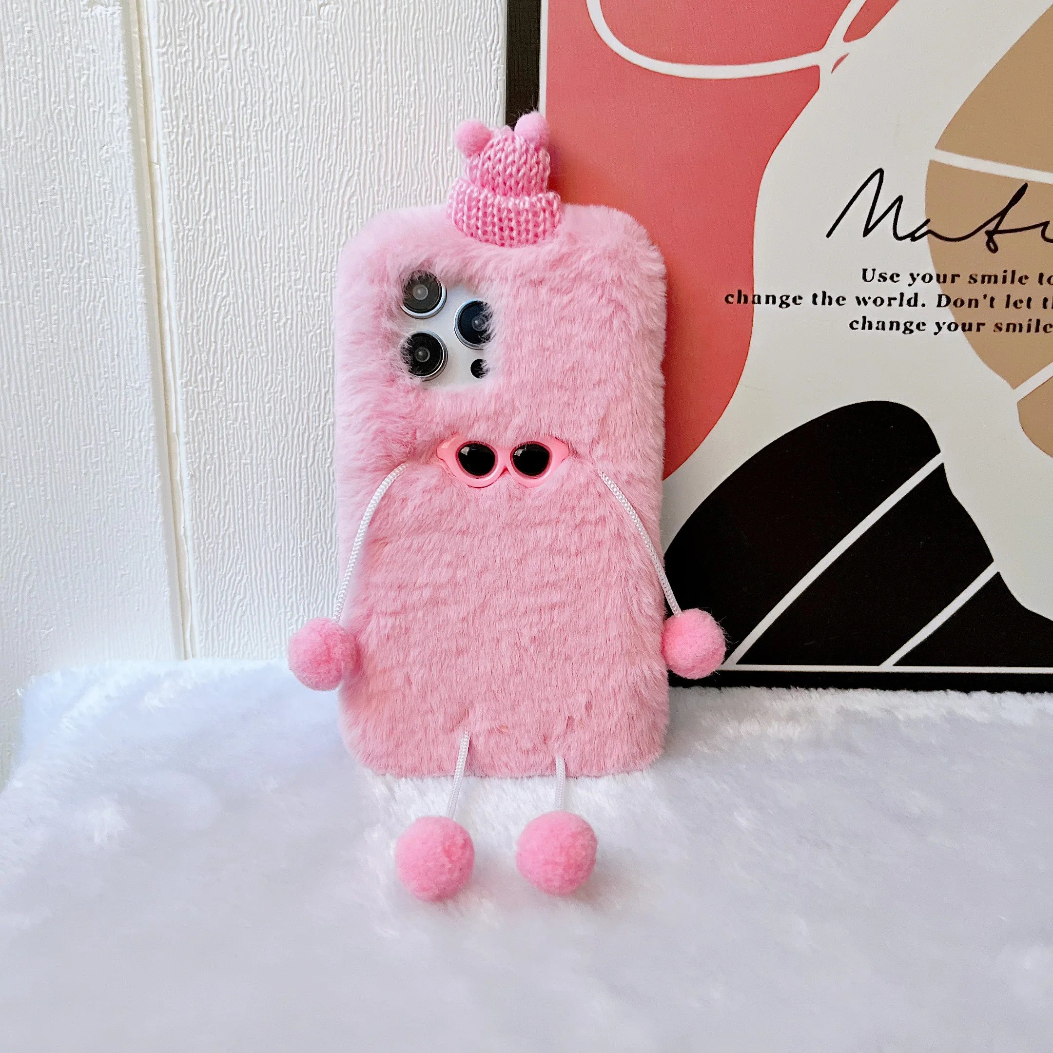 Fluffy Plush Cartoon Phone Case - Cute & Warm Furry Protective Cover