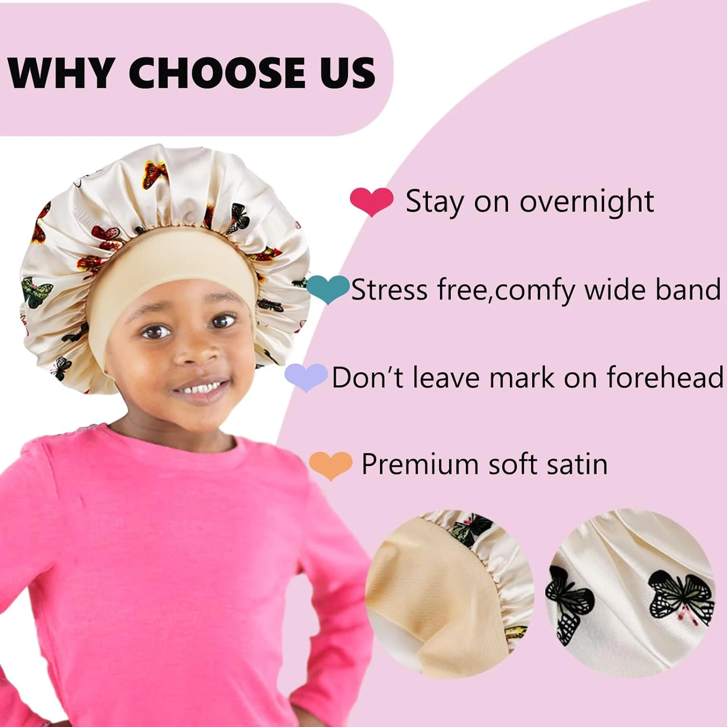 Children kids bonnet cap Bonnet New Wide Edge Elastic Butterfly Printing Sleep Fashion Leisure Home Comfortable Nightcap Hair Cap