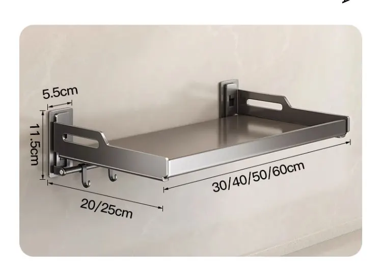 Description Picture 2 of itemWall Mounted Kitchen Utensils Organizer No Drilling Spice Rack Dish Drying Rack Wall Shelves Kitchen Storage Supplies Accessory