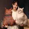 Simulation Cat Plush Throw Pillow Toy Real Life 3D Stuffed Animals Kitten Plushies Doll Cushion Cartoon Soft Kids Toys for Girls 4