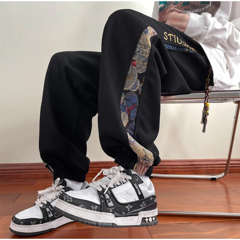 casual pants,sports pants,casual sports pants Korean Side Piping Bear Embroidery Casual Pants Men's Sports Trousers