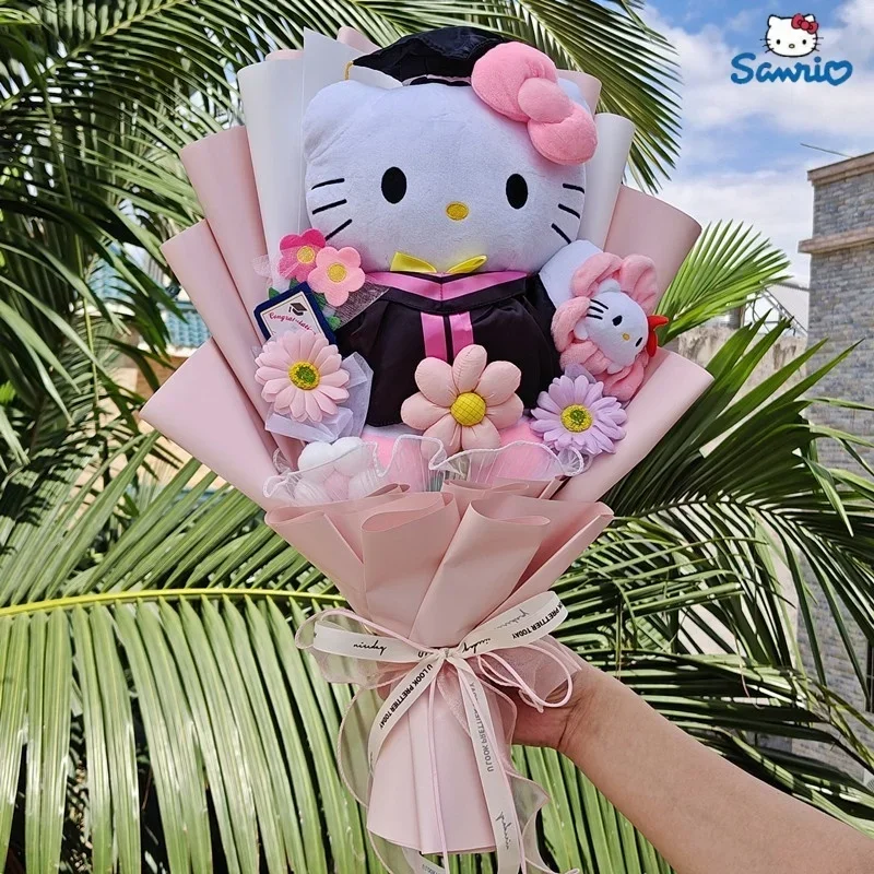 

Sanrio Cartoon Hello Kitty Gradation Bouquet My Melody Kuromi Cinnamoroll With Gradation Hat Handmade Girls Valentine's Day Gift