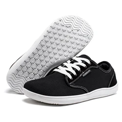 HOBIBEAR Men's Minimalist Barefoot Sneakers | Zero Drop | Unisex Wide Width Fashion Footwear - 45 (Black-white)