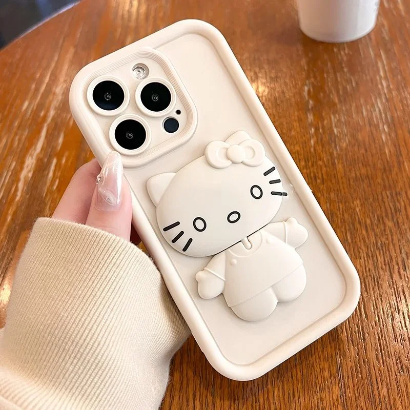 Funda de teléfono con espejo de maquillaje 3D Hello Kitty para Xiaomi Redmi Note 13 12 Turbo 11 Pro Plus 11S 10S 10 9 9S 8 7 Pro 12C 13C