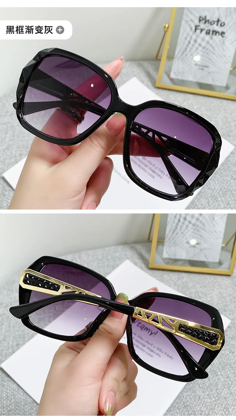 Women's Square Sunglasses Retro Vintage Gradient Black Uv400_voghion.com