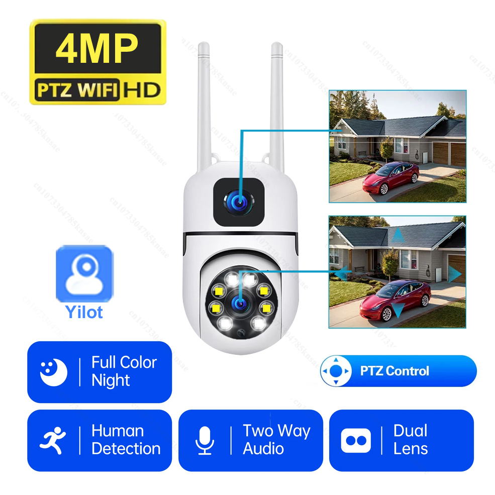 4K 4MP PTZ Dual Lens Dual Screen WIFI IP Camera Outdoor Auto Tracking Security Protection CCTV Video Surveillance Yilot