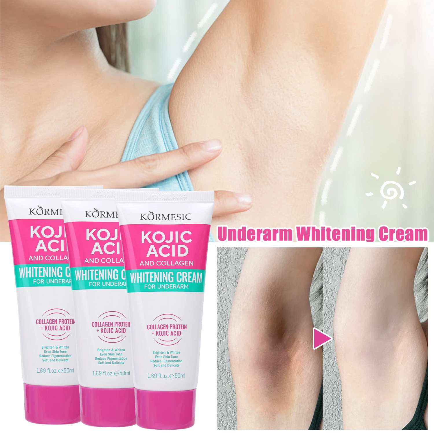 Collagen Underarm Whitening Cream Moisturizer Lightening Intimate Areas Underarm Body Skin Care Whitening Cream Beauty for Women body care cream
