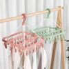 32 Clips Folding Clothes Dryer Hanger Windproof Socks Underwear Drying Rack Household Children Adults Storage Laundry Rack 5
