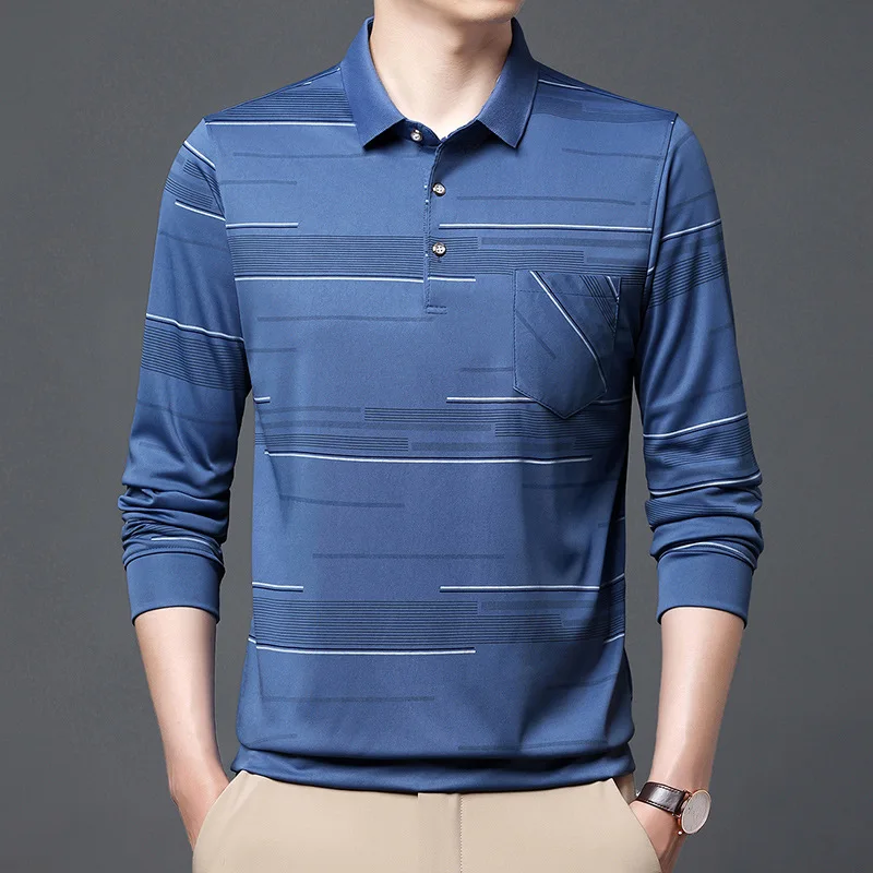

2023 Spring Autumn Men's Clothing Long Sleeve Shirt Striped Business Formal Printing Casual Turn-down Collar Fit Breathable Tops
