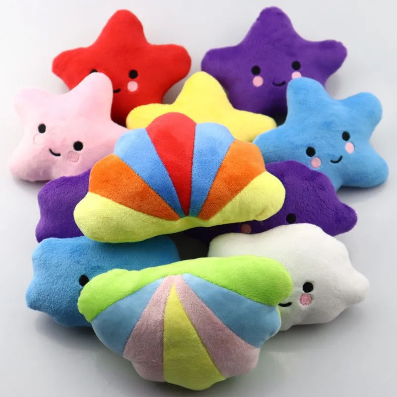 

Plush Pet Products Dog Toys Fashionable Contrasting Color Stitching Bite-resistant Molar Sounding Toys Five-pointed Star Pet Toy