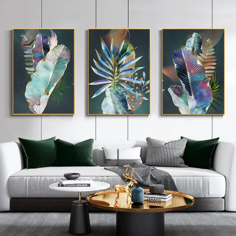 Nordic Green Leaf Art Dropship Poster And Prints Modern Home Living Room Decor Canvas Art