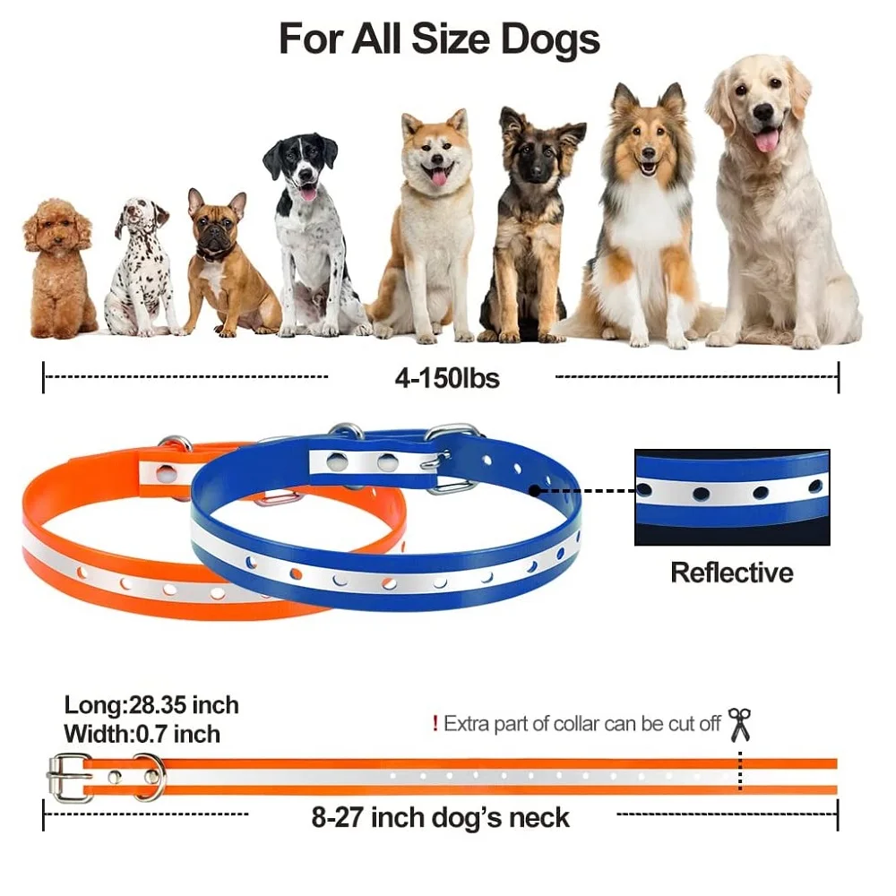 Pet Dog Training Collar Dog Collars Strap Replacement Collar for Shock Reflective Blue & Orange TPU Collar Adjustable Classic Dog Collar Strap pet dog training collar