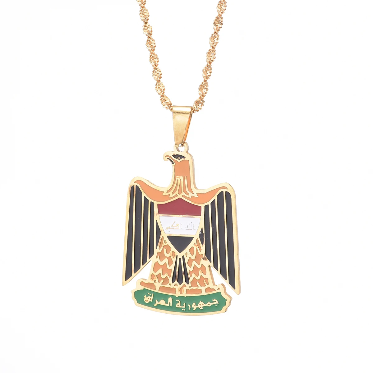 Stainless Steel Republic Of Iraq Pendant Necklaces Jewelry Charms Iraqi Chain Necklace 3