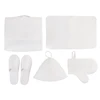Set of 5 Sauna Hat Mat Glove Slippers Sauna Bag Japanese Russian Banya Sauna Set 4