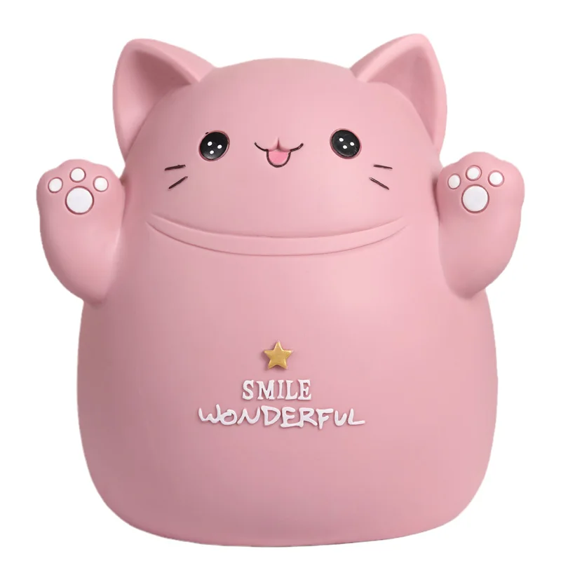 Lucky Cat Fortune Bank High Capacity Non-Removable Base Japanese Style Decor Shockproof Money Box Container For Kids Room Decor​ 3