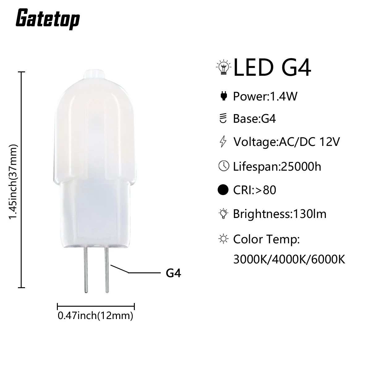 ตัวเลือกสินค้า หลอดไฟ LED ประหยัดพลังงาน ไม่มีแสงกระพริบ 12V