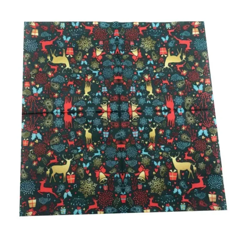 10/20pcs Pac Colorful Printed Christmas Moose Fireworks Table Mouth Cloth Paper Napkins Holiday Party Square Paper Napkins 33cm paper napkins