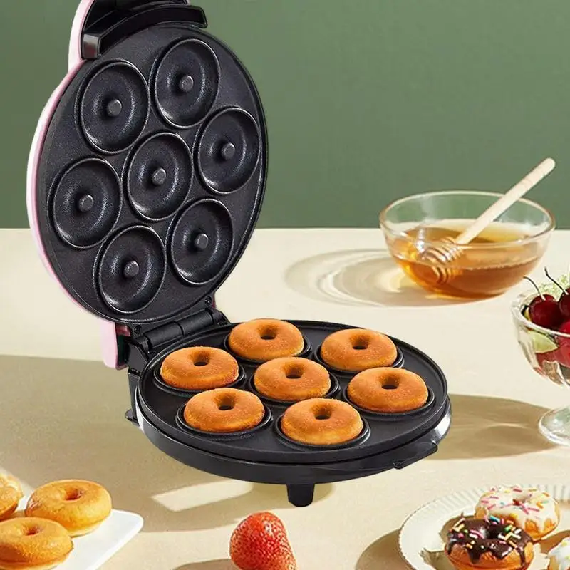 Mini Donut Maker for Kids Breakfast Waffle Sandwich and More Snacks,  Portable Electric Donut Maker Machine with Non stick Surface for 7  Doughnuts