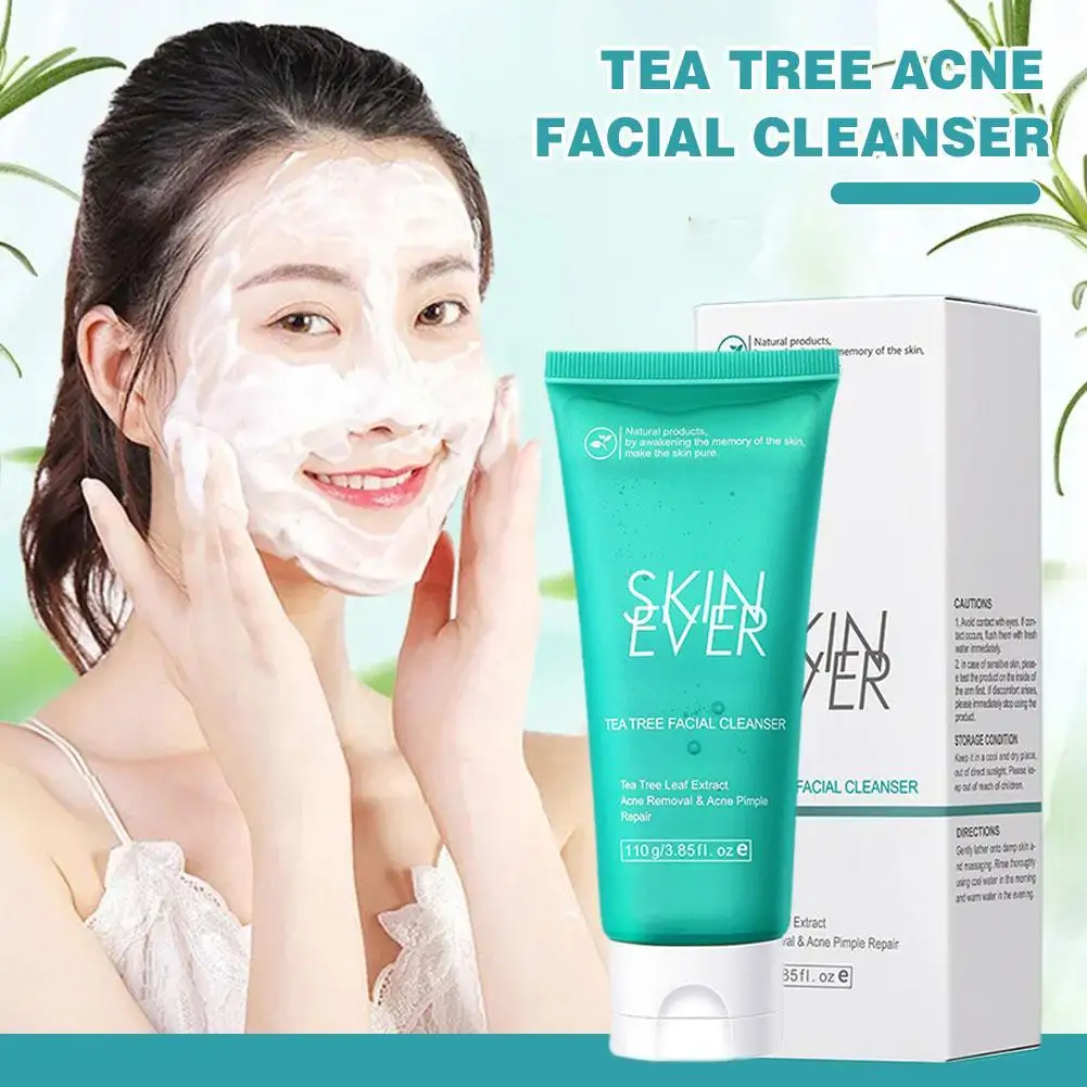 Tea Tree Facial Wash Acne Cleanser Gentle Oil Control Shrink Pore Refreshing Moisturising Non-Greasy Face Wash Skin Care Product