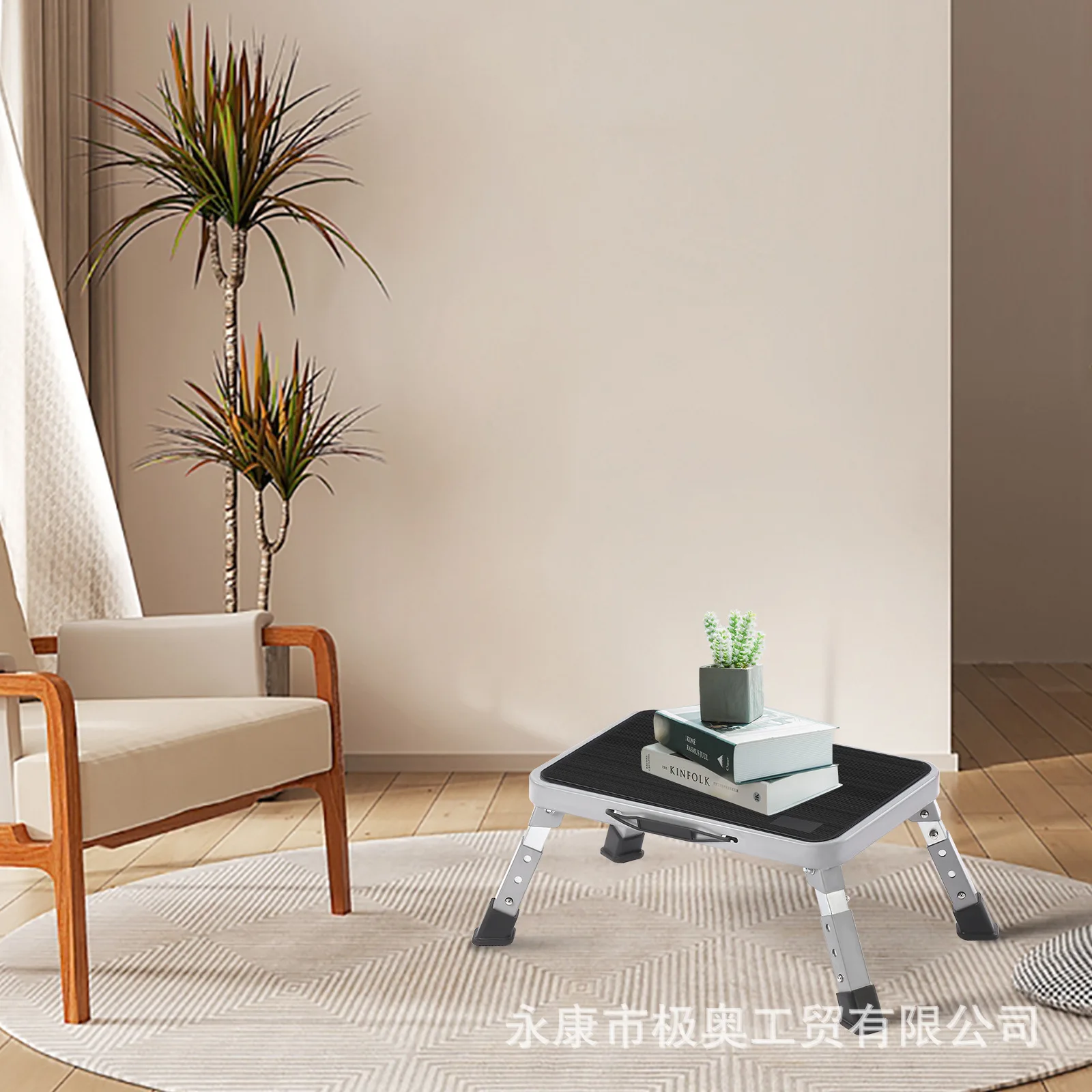 두꺼운 일체형 접이식 사다리 미끄럼 방지 주방 가정용 미니 1단 사다리 세차 낚시용 스틸 사다리 미니 등반용 사다리