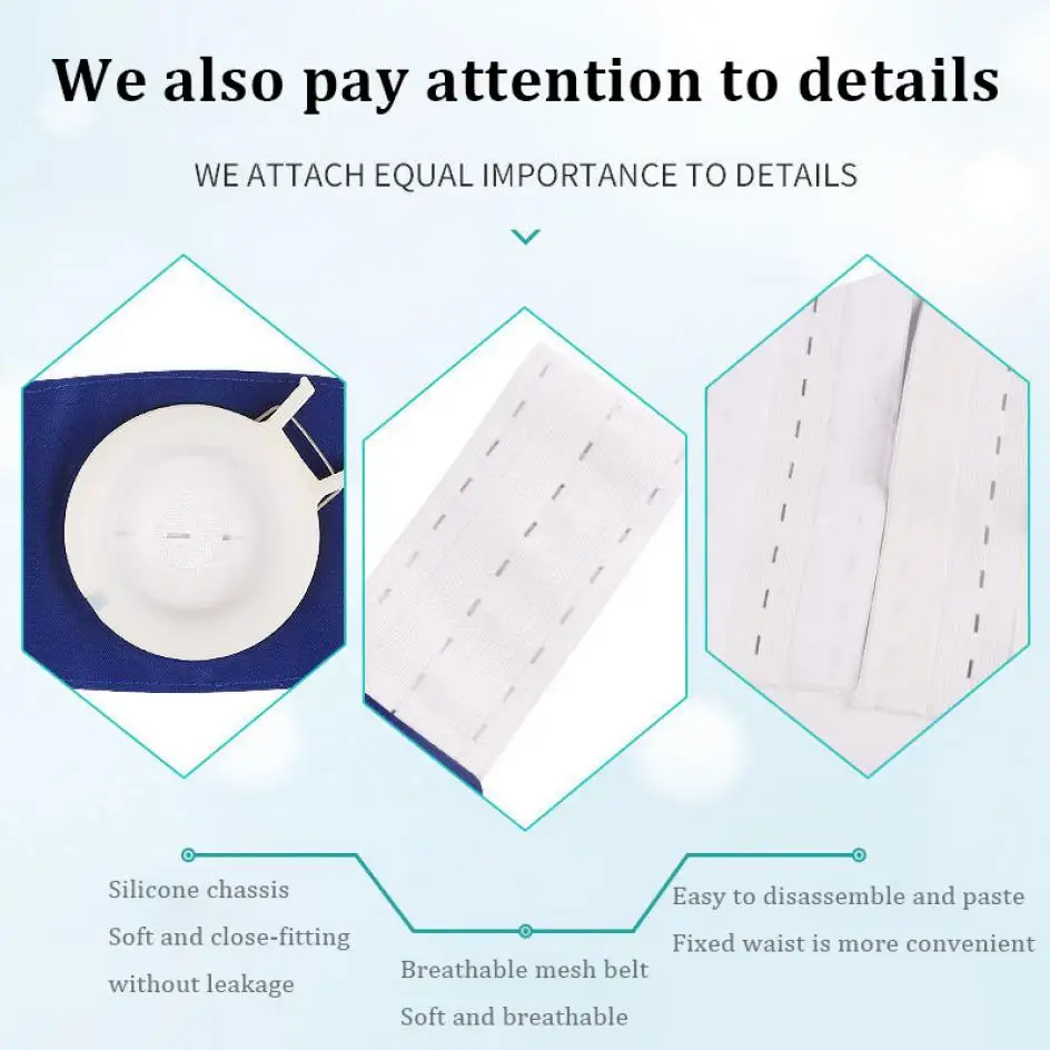 Description Picture 3 of itemOstomy Bag Care Colorectal Diversion Cancer Ostomy Artificial Stoma Anal Cover for Stool Disposable Transparent & Blue Bag