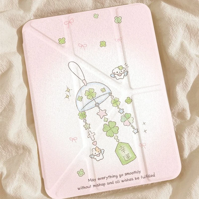 Pink Cartoon Clover Rabbit Tablet Case