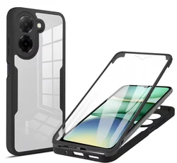 Enhanced 360° Protection Cover with Clear Back and Screen Protector - Redmi A5 4g (Black)