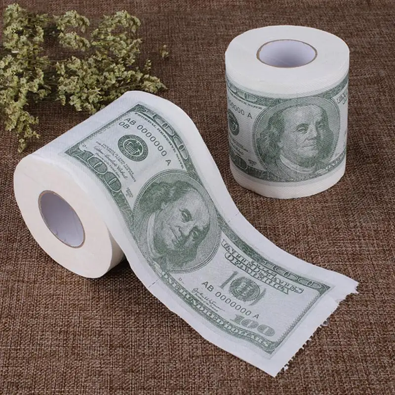 Toilet Roll Paper Paper Towel Paper Tissue Creative Roll Paper Funny One Hundred Dollar Printed Toilet Paper Novelty Towels Gift Humor Amusing Home Cleaning Supplies