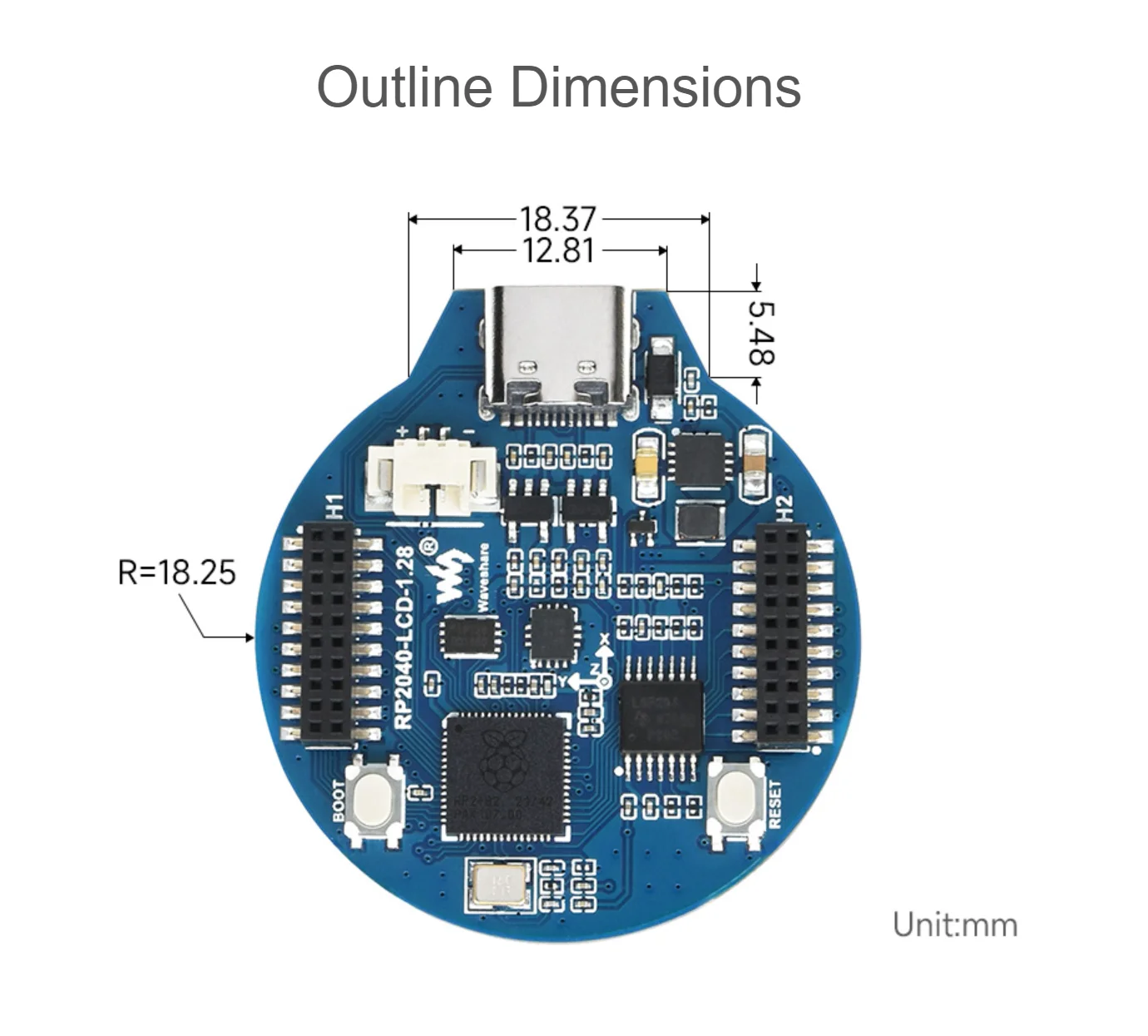  LCD ÷ ӵ  ̷ν , RP2040 MCU , 1.28 ġ