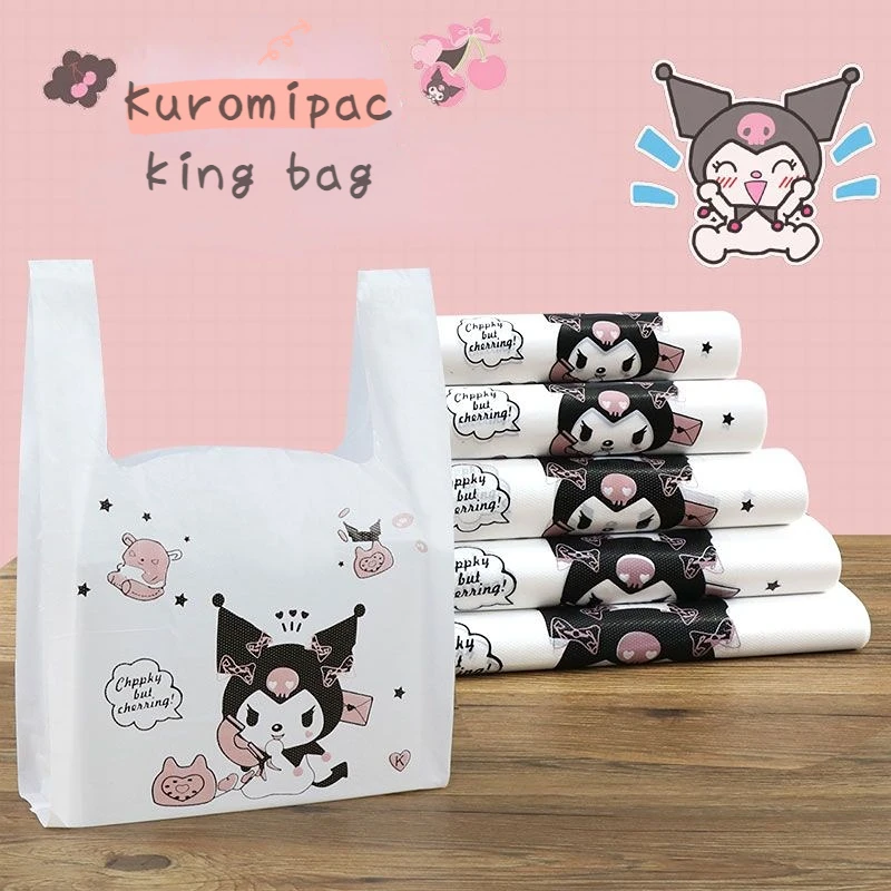 Sanrio Cinnamoroll Kuromi Kitty cartoon packing bag takeaway supermarket convenience store cute thickened portable plastic bag 50pcs disposable plastic takeaway sauce cup containers food box with hinged lids pigment paint box portable reusable storage box