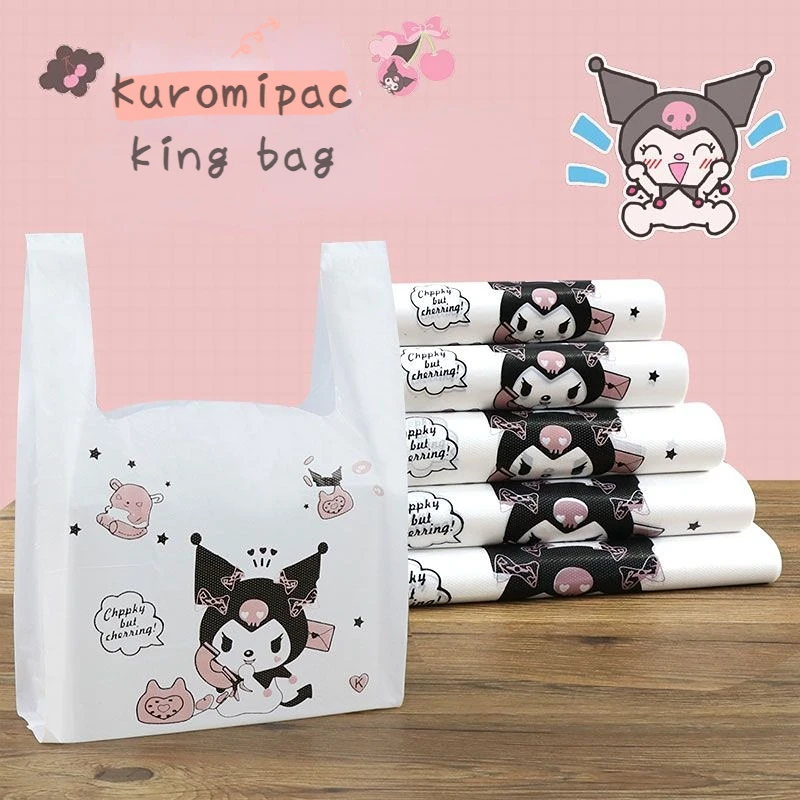 Sanrio Cinnamoroll Kuromi Kitty cartoon packing bag takeaway supermarket convenience store cute thickened portable plastic bag custom flavor packaging afternoon tea hen party custom tart waffle brownie pastry takeaway box fruit food snack party paper tre