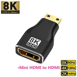 8K Ultra HD HDMI-Compatible Adapter - Mini/Micro to Standard HDMI Male to Female Converter - 1pcs (8K Mini)