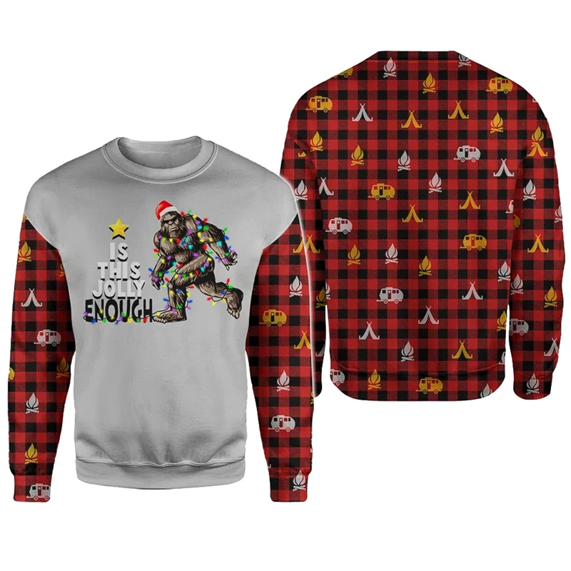 Christmas Cute Bear Pattern Sweatshirt 3d Printed Sweatshirts for Men and Women Pullovers Harajuku Unisex Tops