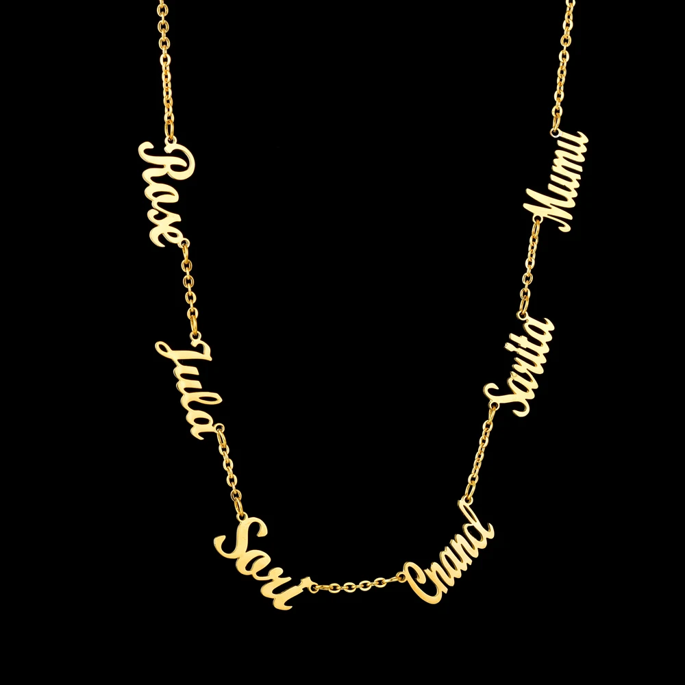 

Custom Multiple Names Family Necklaces Personalized Jewelry Chain Pendant Gold Color Necklace for Women Stainless Steel Gifts