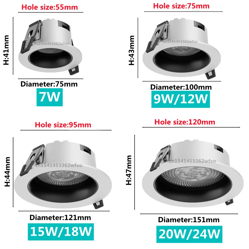 Dimmable COB downlight Spotlight 7W12W15W18W24W Kitchen Living Room LED ceiling light Indoor lighting Home commercial light bulb