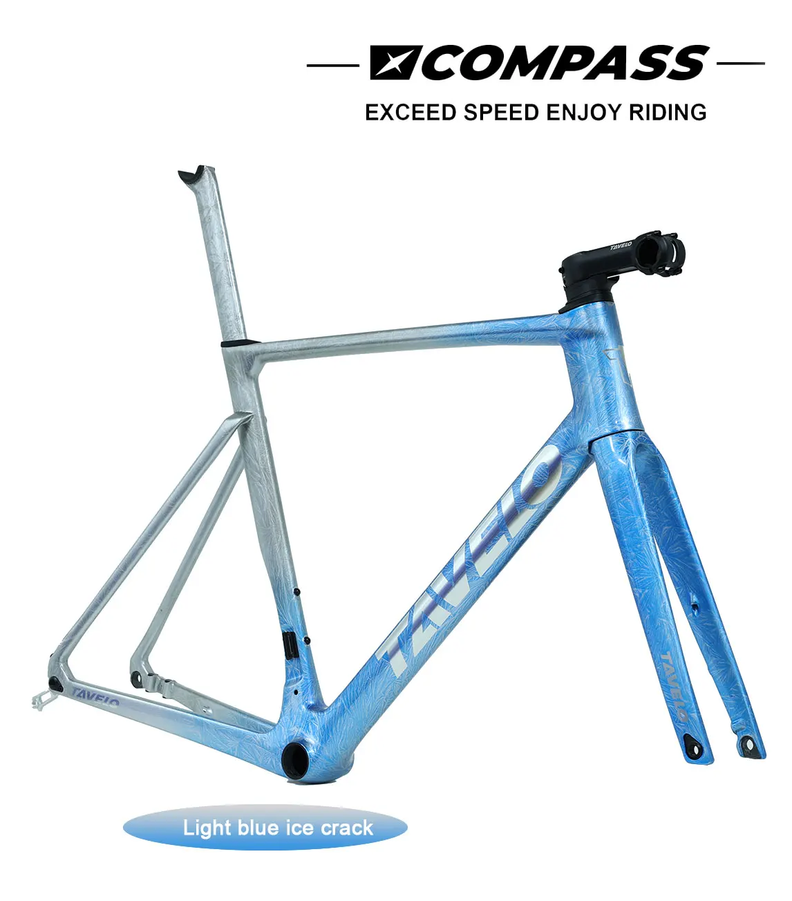 TAVELO Full Carbon Road Racing Aero Bicycle Frame Flat Mount Disc