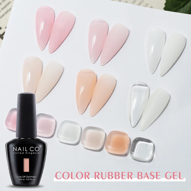 NailCo 15ml Rubber Base And Top Coat Gel Nail Polish Transparent Pink Building Gel Primer Gel Polish  Nail Art Ongle Varnish 6