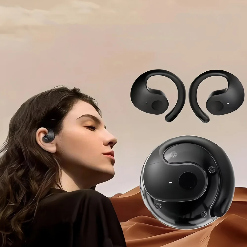 Écouteurs sans fil Bluetooth, crochet d'oreille confortable, commande tactile, avec micro, casque d'écoute pour téléphone, jeu