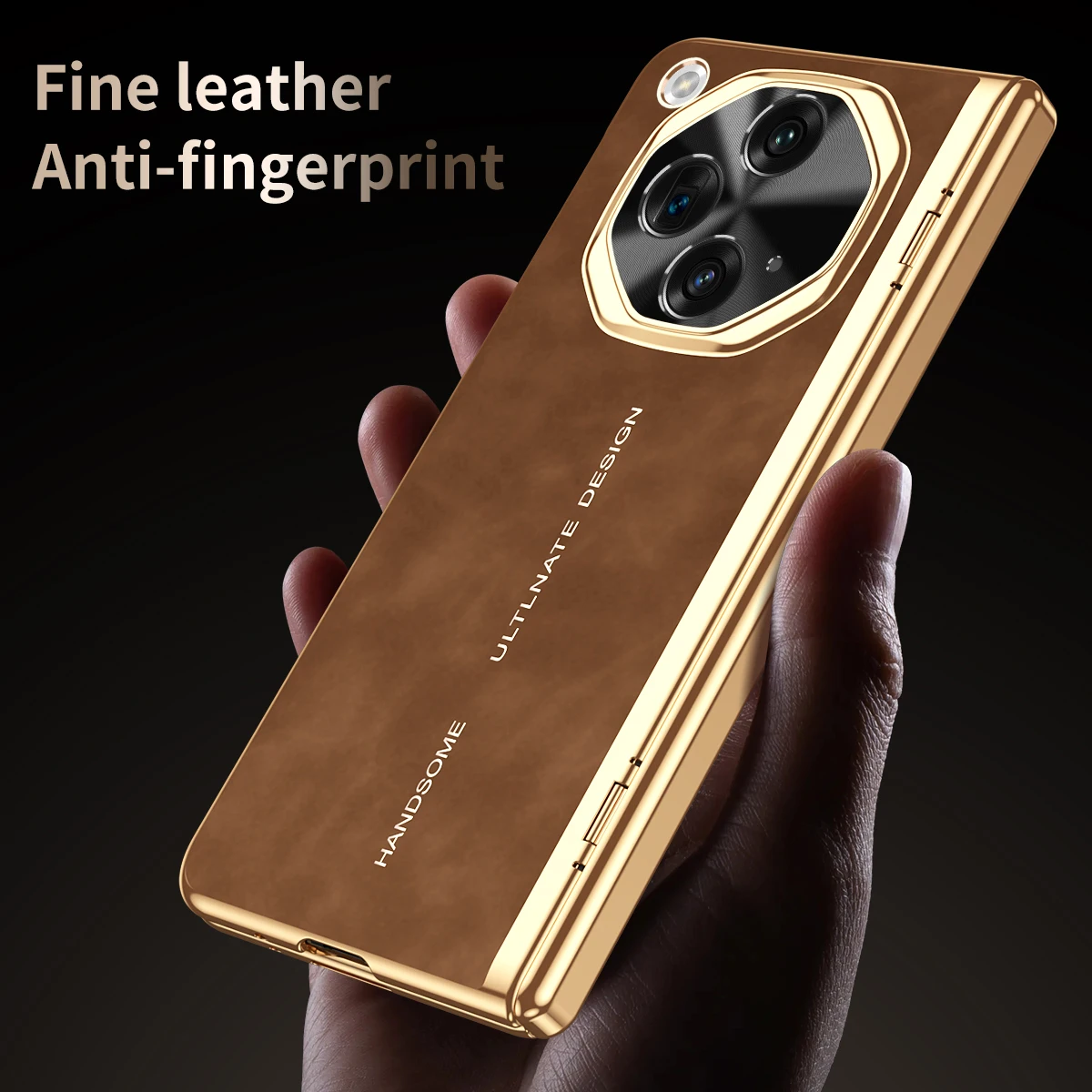 Premium Vacuum Plating Leather Anti-Fingerprint Wireless Folding Phone Case
