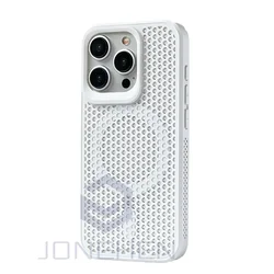 Luxury Cool Breathable Wireless Charging Magnetic Case with Heat Dissipation - iPhone 15 Plus (White SR  CC)